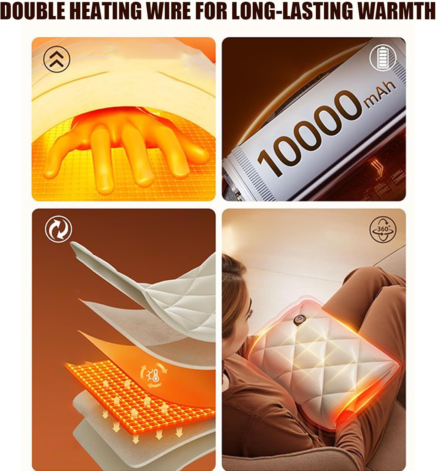 Adjustable Hand Warmer - Portable USB Muff, 3 Level Heat with Soft Insulation, Winter Comfort with Quick Charging, Warm Accessory Lightweight and Ergonomic, Women Men for Outdoor Indoor Travel