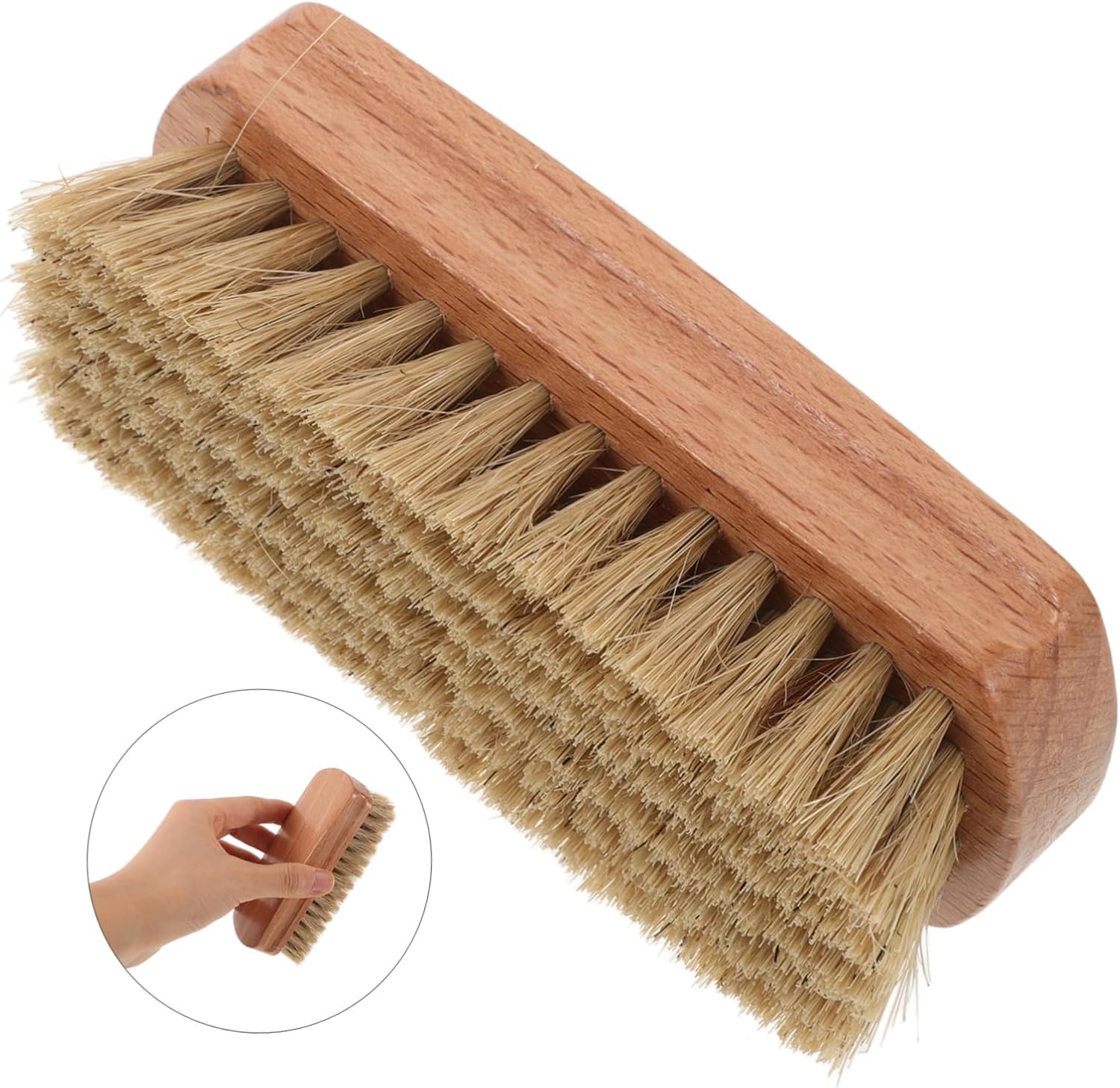Pig Bristle Shoe Brush for Cleaning, Comfortable to Hold Buffing for Shoes