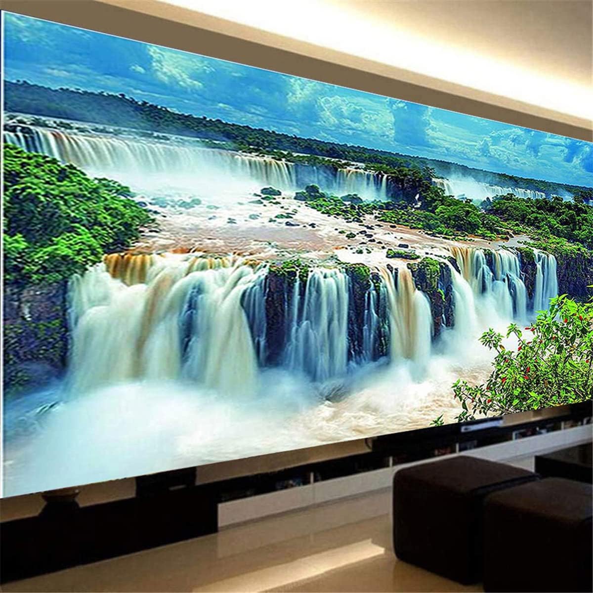 Instarry 5D Diamond Painting Kits for Adults Large Size Waterfall View Mosaic Crystal Embroidery Modern Home Decor Craft Kits 39.4x15.7 inch
