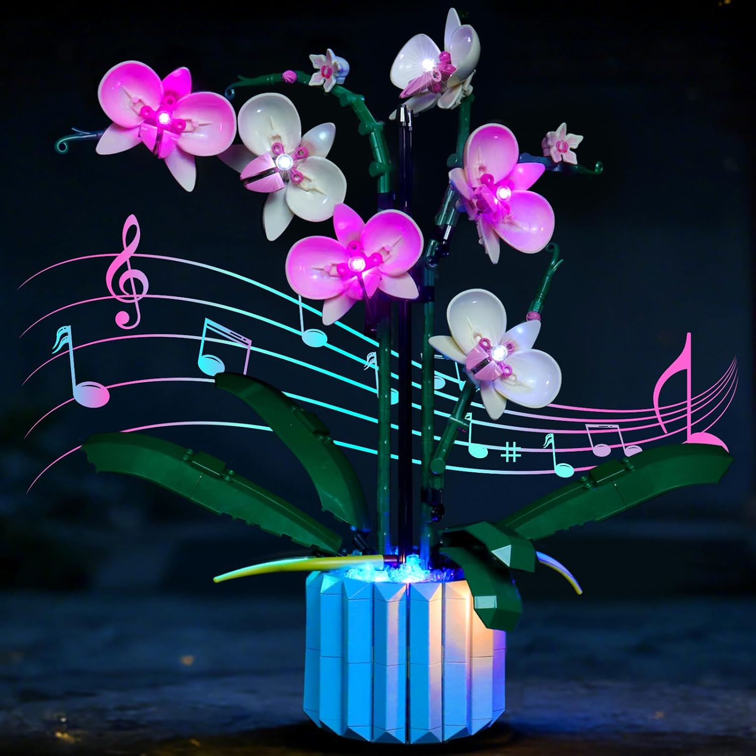 Upgraded LED Lighting Compatible with Lego Orchid 10311, Music Version Light Kit Compatible with Lego 10311 Plant Decor, Giving Light to Model, NOT Included The Model