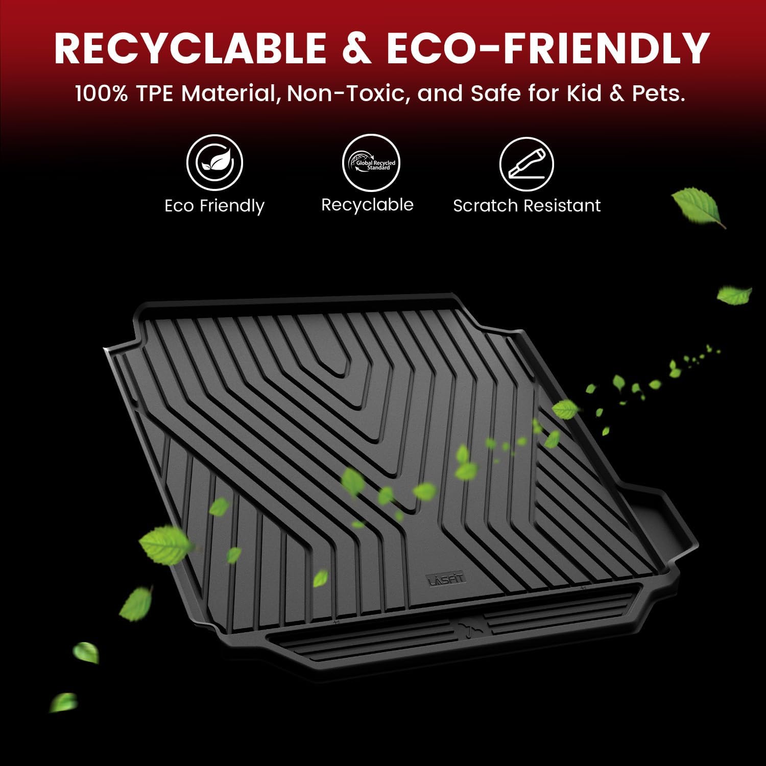 LASFIT Trunk Mat for BMW X5 2026 2025 2024 2023 2022 2021 2020 2019, All Weather TPE Cargo Mats Custom Fit Cargo Liner Front & Rear Trunk liner, Only for 5 Passenger Without Luggage Compartment, Black - Image 6