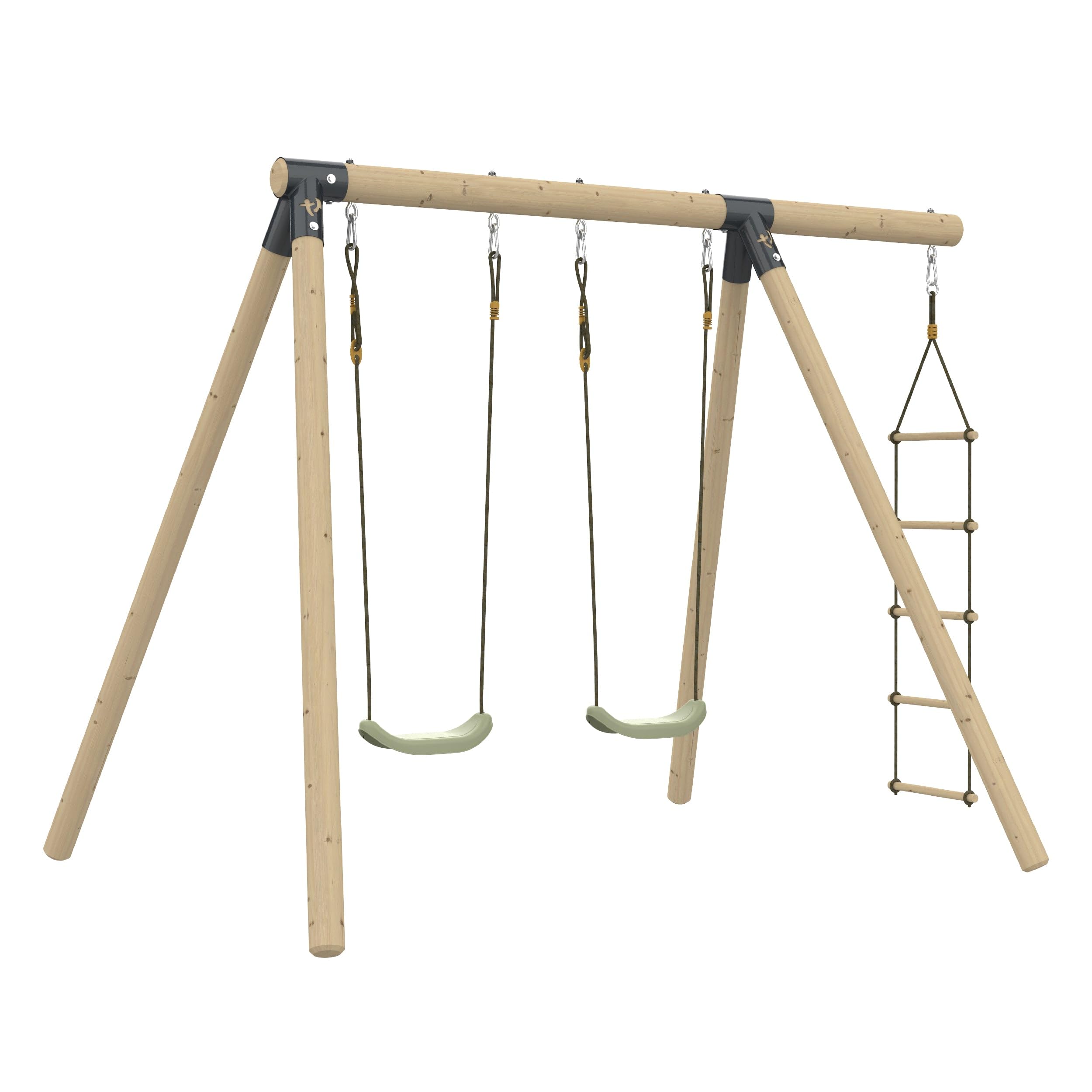 TP Toys Portique 2 Balançoires avec Échelle Corde, Bois PEFC™, H190 Cm
