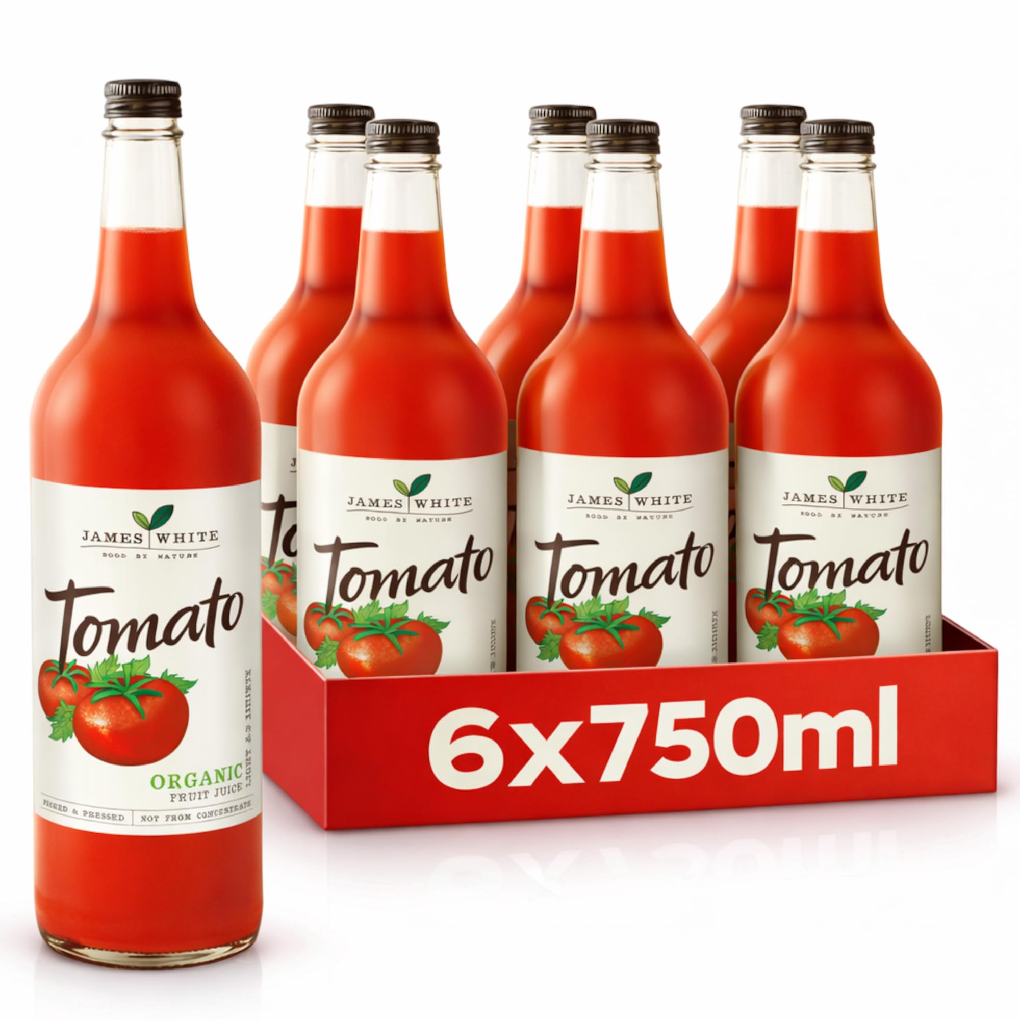 James White Organic Tomato Juice, 750 ml, Pack of 6