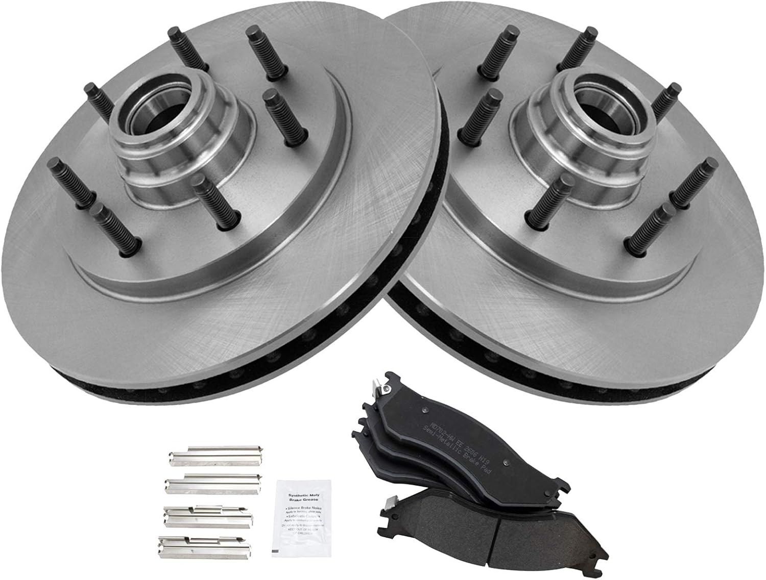 TRQ Brake Pad & Rotor Kit Semi-Metallic Front Compatible with 1999-2003 Ford F-150 2004 F-150 Heritage 1997-1999 F-250