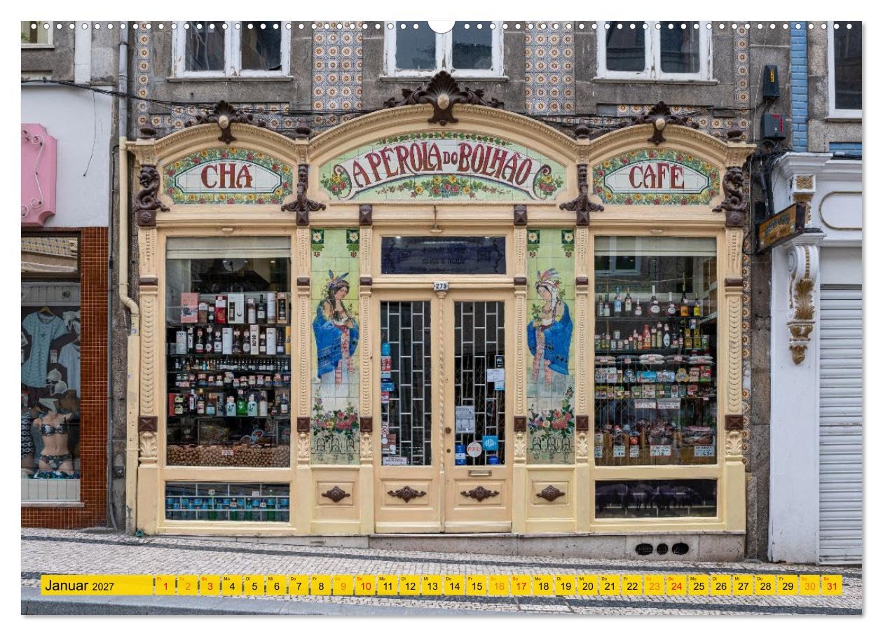 Kalender 2027 · Kleine Läden, große Motive | Besondere Geschäfte, Kioske und Schaufenster aus Rom, Paris, Porto, Brüssel… · DIN A2 quer · CALVENDO Premium Wandkalender