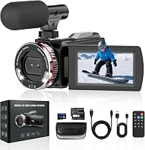 Videokamera 4K 48MP Camcorder, 3.0" IPS Schermo Videocamera Digitale, 21X Zoom Digitale Vlogging Camera per YouTube, Video Camera Con HDMI-Kabel/Mikrofon / 2 Batterie/Scheda SD da 64 GB