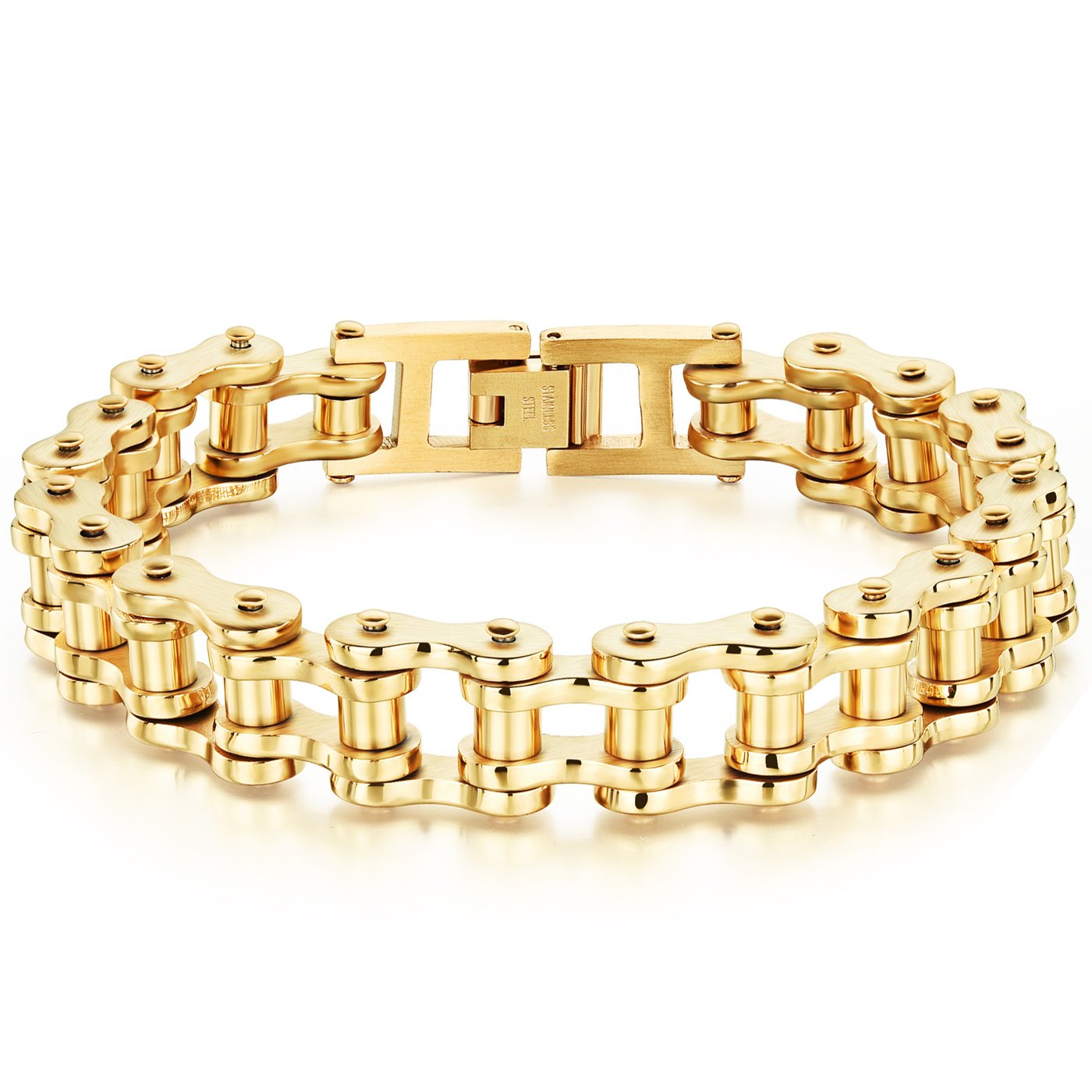 JewelryWe Joyería Pulsera brazalete hombre acero inoxidable, Brazalete pesado Estilo Punk Rock Biker Motorista, 4 colores