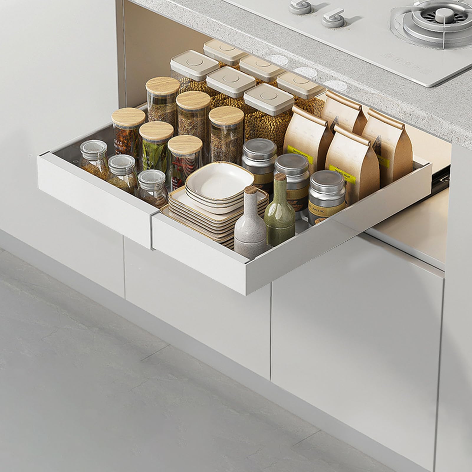 Organizzatore Per Sotto Il Lavello Della Cucina Robusto Contenitore | Organizer Sottolavello Estraibile per Cucina Bagno Dispensa Armadi Mobili Ripiani Portaoggetti