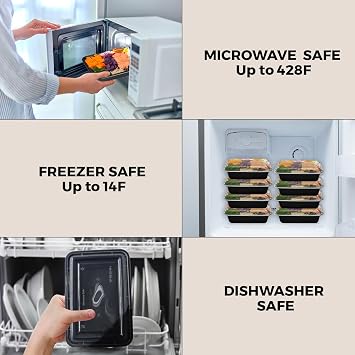 Klex 16 Oz, 50 Sets Meal Prep Containers with Airtight Lids, BPA Free, Reusable Plastic Food Container, 16 oz, Rectangular, Black/Clear, 50 Sets