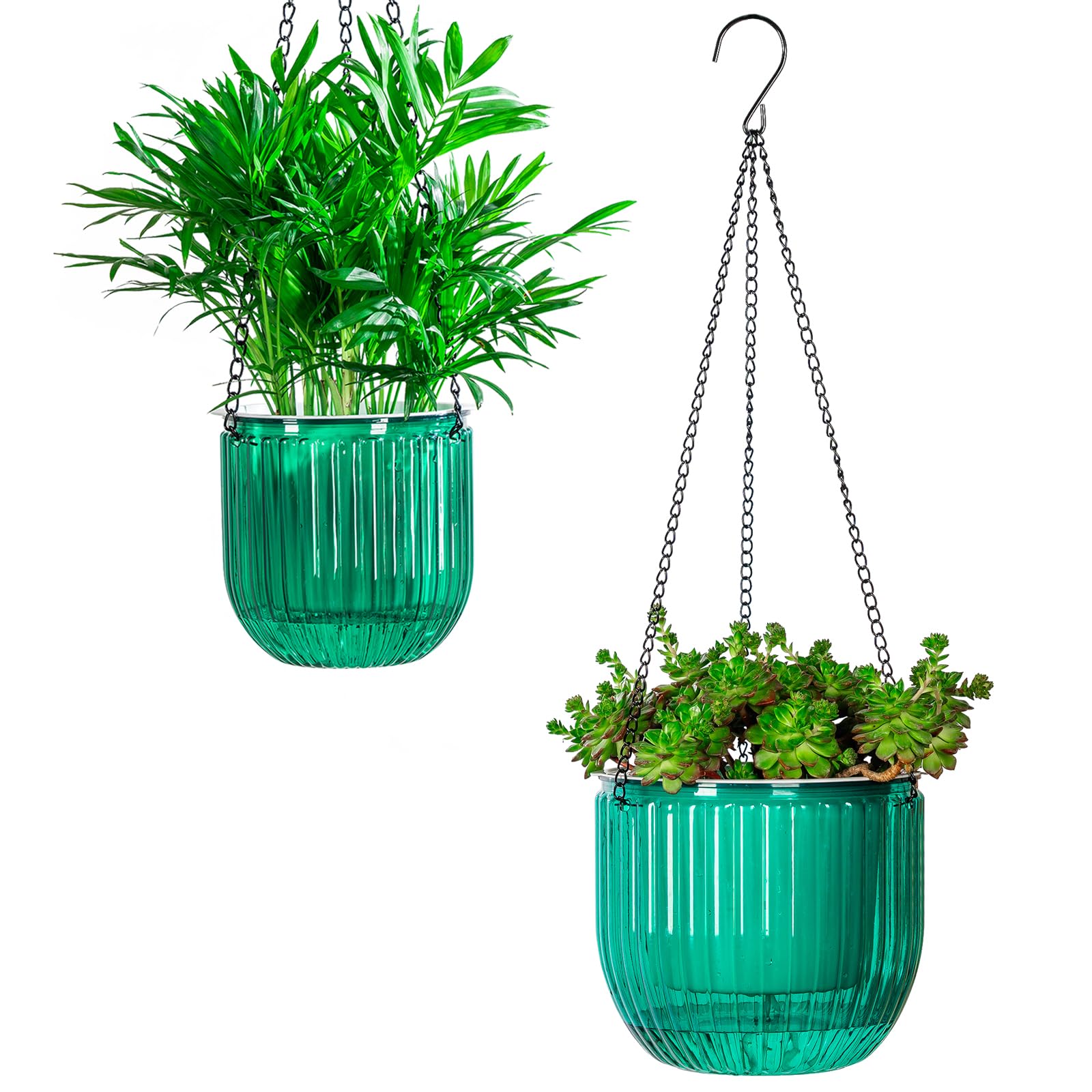 Josteve 5.3/8.2 Inch Self Watering Hanging Planter Indoor Plant Pots with Drainage Holes