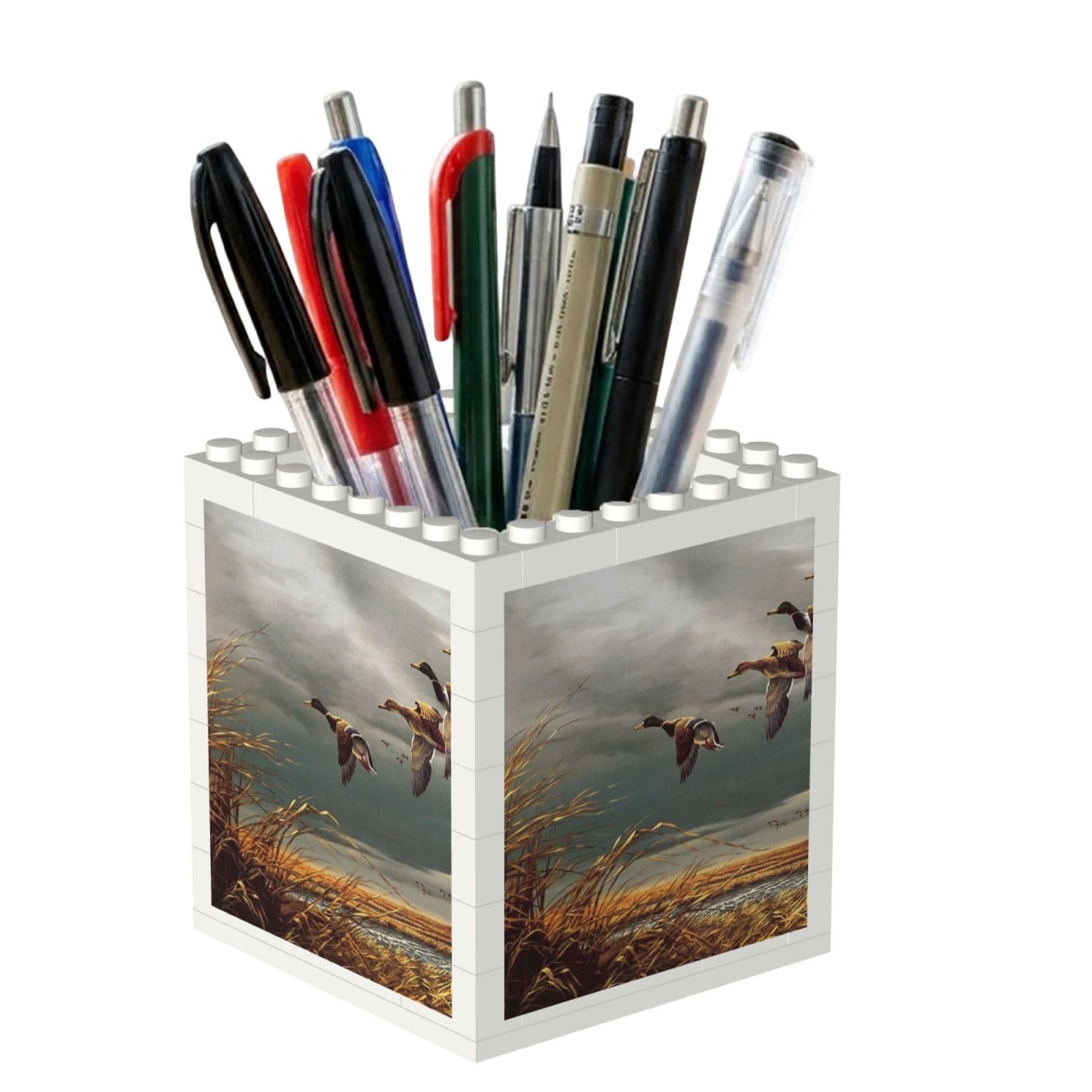 Poadnly Hunting Flying Wild Ducks, Pen Pot Pencil Holder for Office Home School, Compact Desk Organiser for Office Stationery