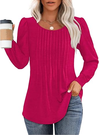 Womens Blouses Long Sleeve V Neck Business Work Shirts Dressy Casual Boho Tops
