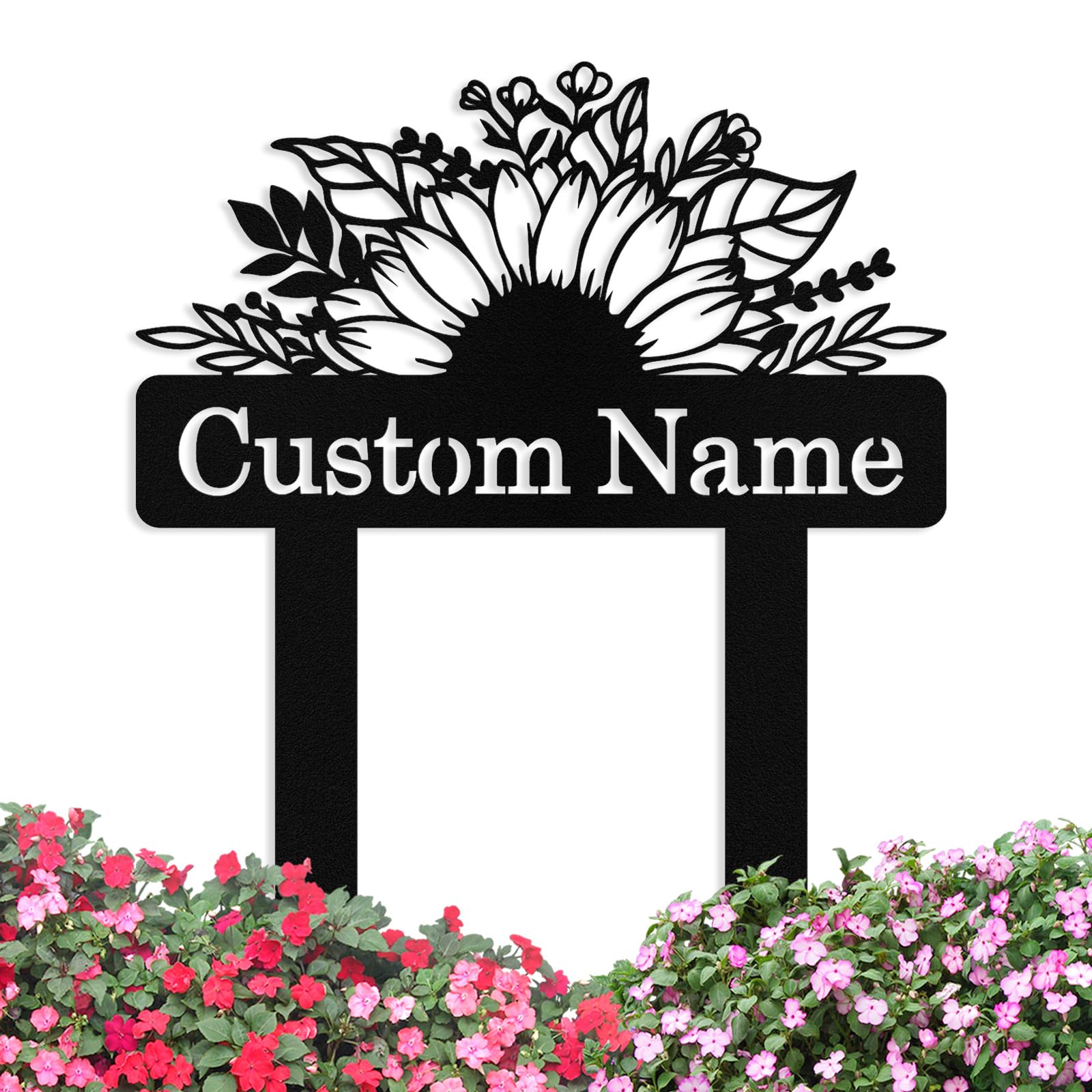 Custom Metal Sunflower Garden Signs with Stake, Personalized Garden Signs for Outside, Customized Garden Name Sign for Yard Lawn Outdoors Decor Gardening Gifts for Moms Grandmas Gardeners