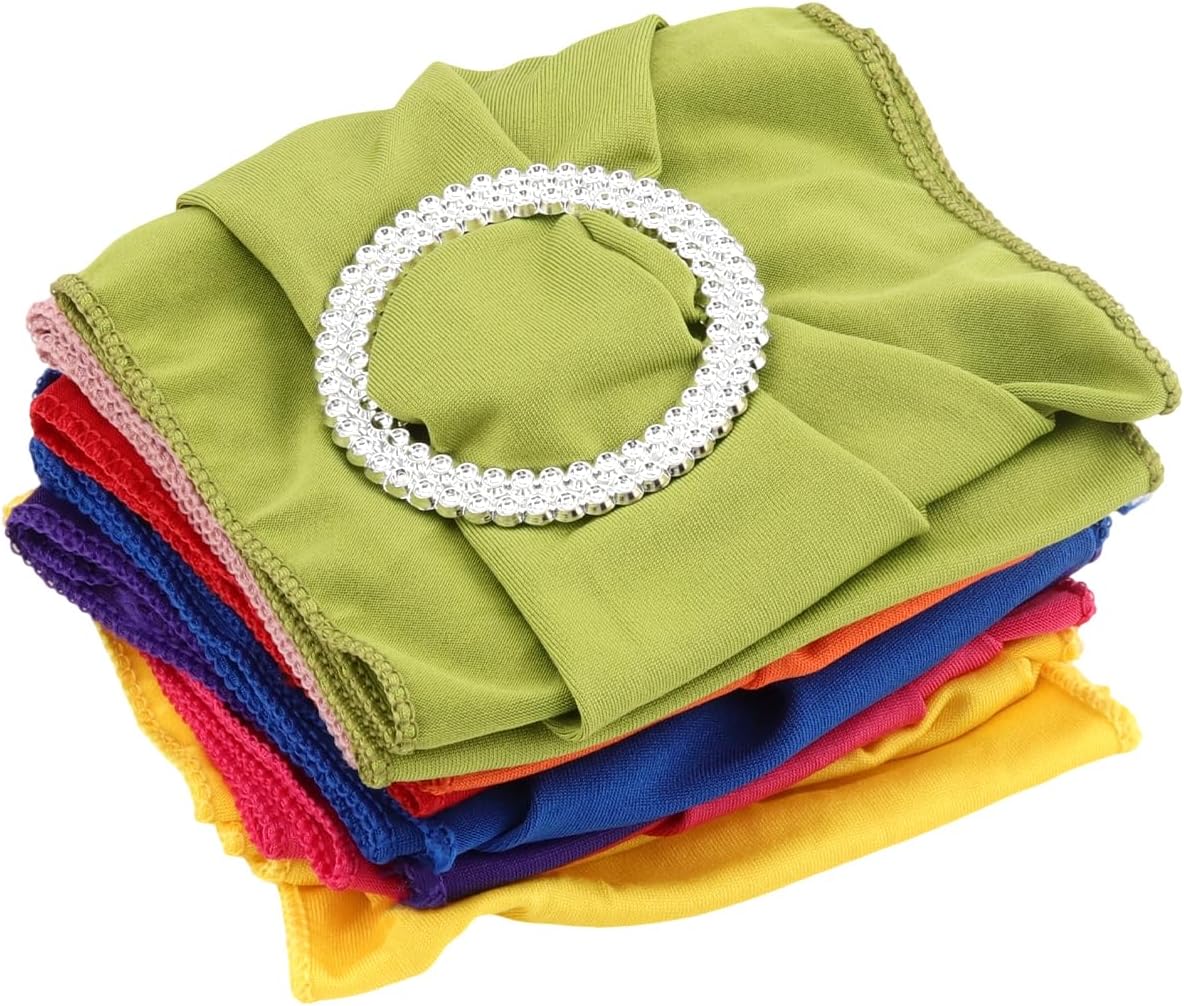 JEUIHAU 80 Pack Colorful Stretch Chair Sashes with Buckles - Spandex Elastic Bands for Wedding Decorations, Banquet Reception, Birthday Party & Fiesta Events
