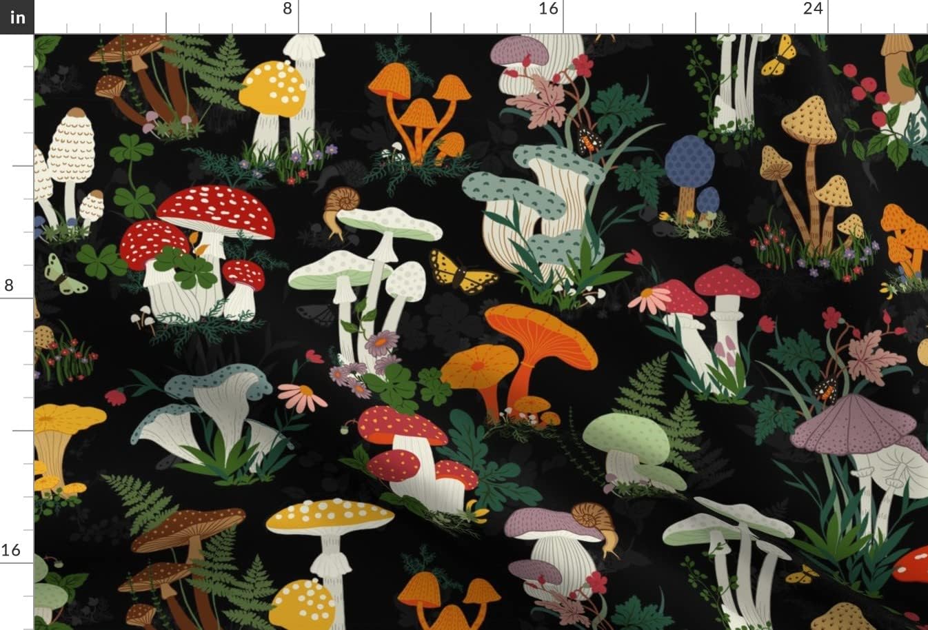 Spoonflower Fabric - Mushroom Garden Mushrooms Printed on Minky Fabric by The Yard - Sewing Baby Blankets Quilt Backing Plush
