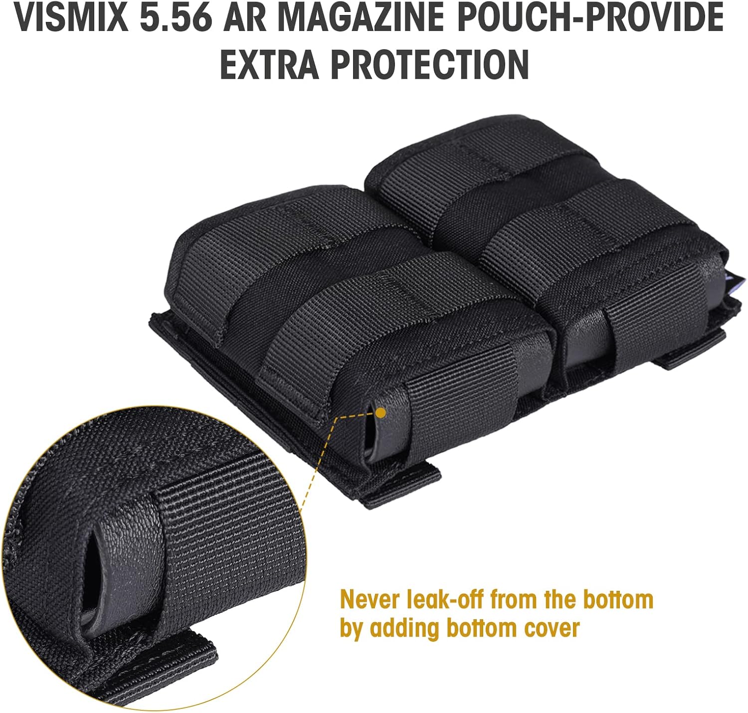 VISMIX Rifle Mag Pouch, Double 5.56mm AR MOLLE Magazine Pouch with Quick Release Kydex Insert and MOLLE Compatible - Image 4