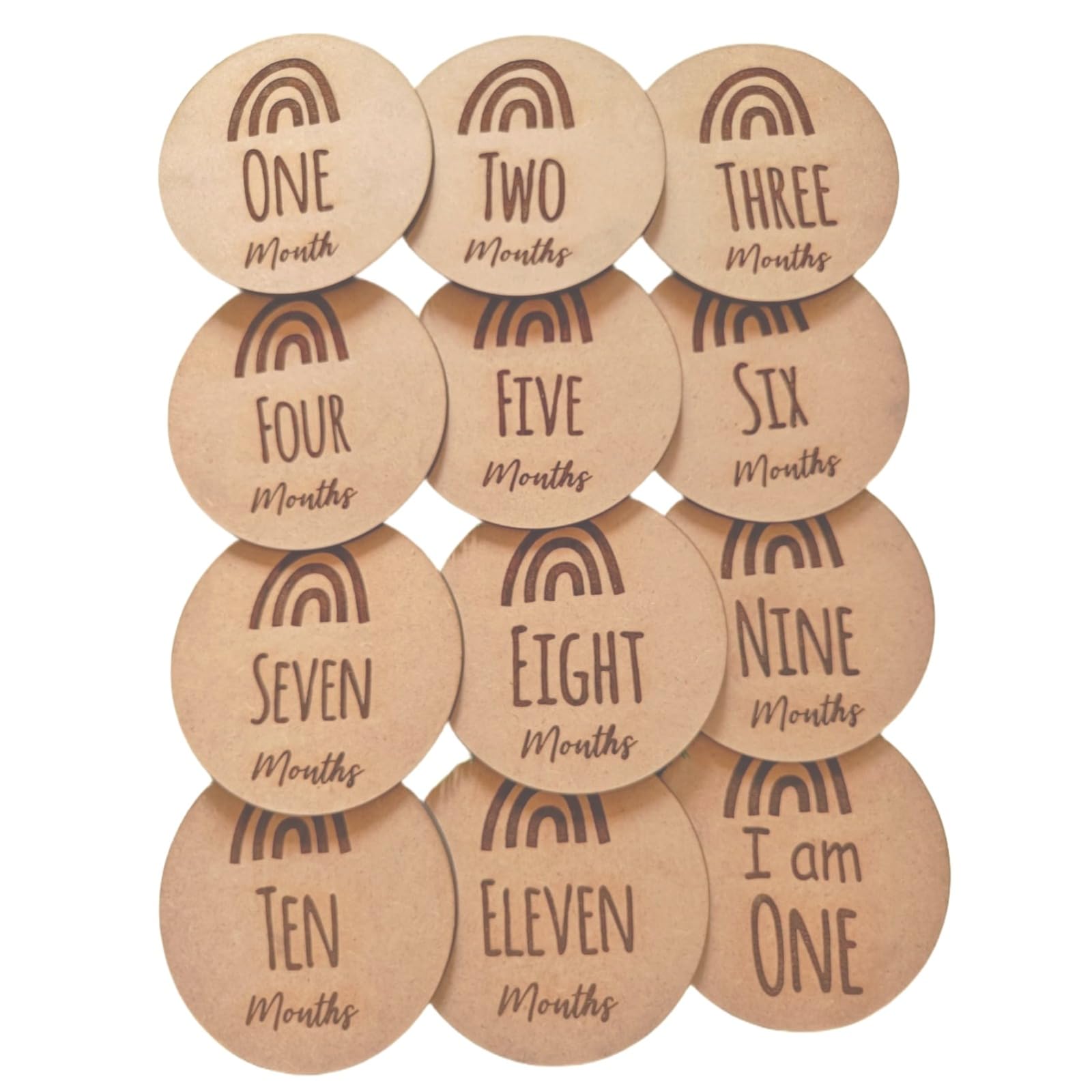 Party Bazaar Baby Month Milestone Card | 12-Month Milestone MDF Cutout | 5 X 5 Inches Circle 3mm Thickness | Wooden Sign Discs | Pregnancy Photo Props Supplies Photo Gift | Newborn Baby Boys & Girls-image-38
