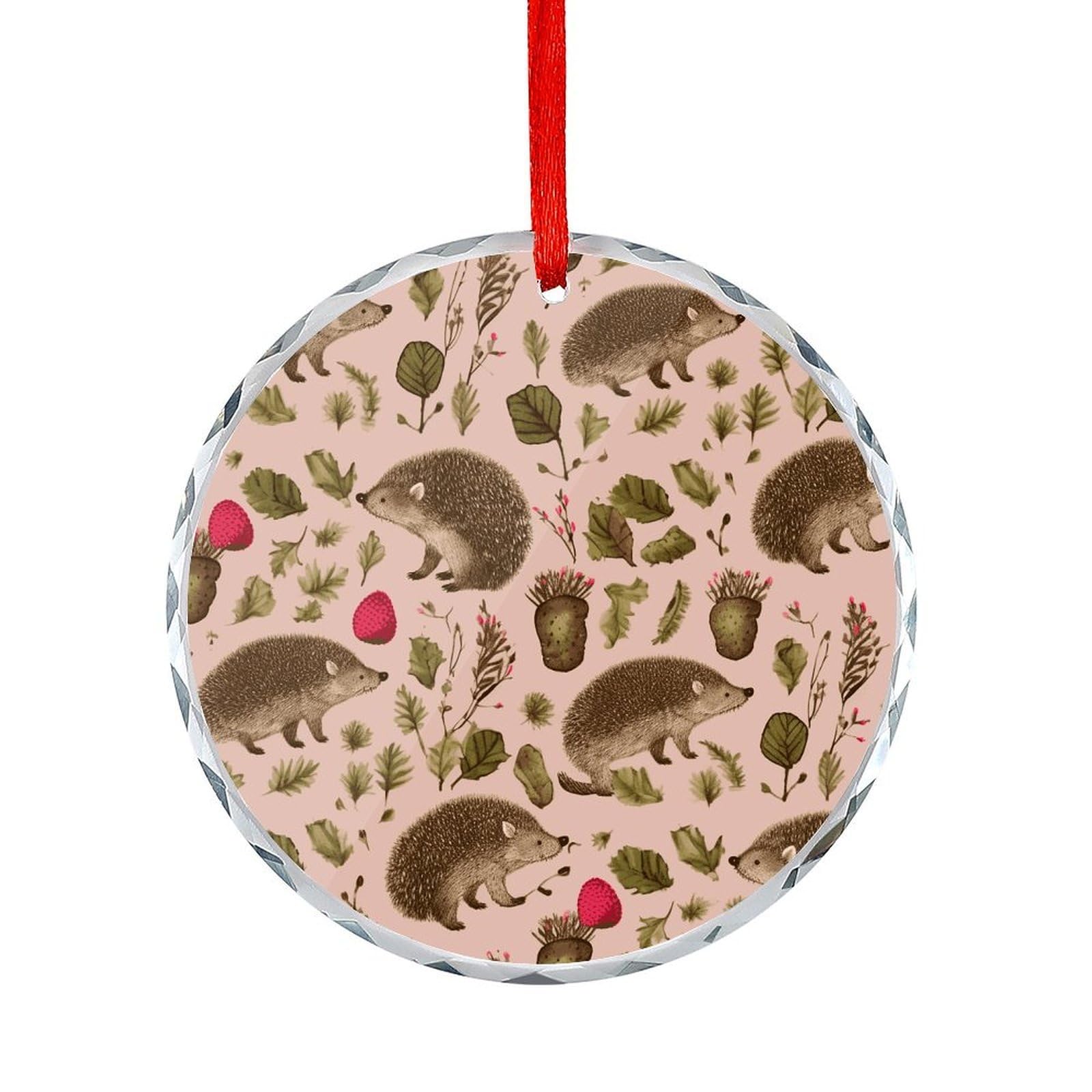 Btcowzrv Style Hedgehog Print Round Ornament Hanging Pendant Decor