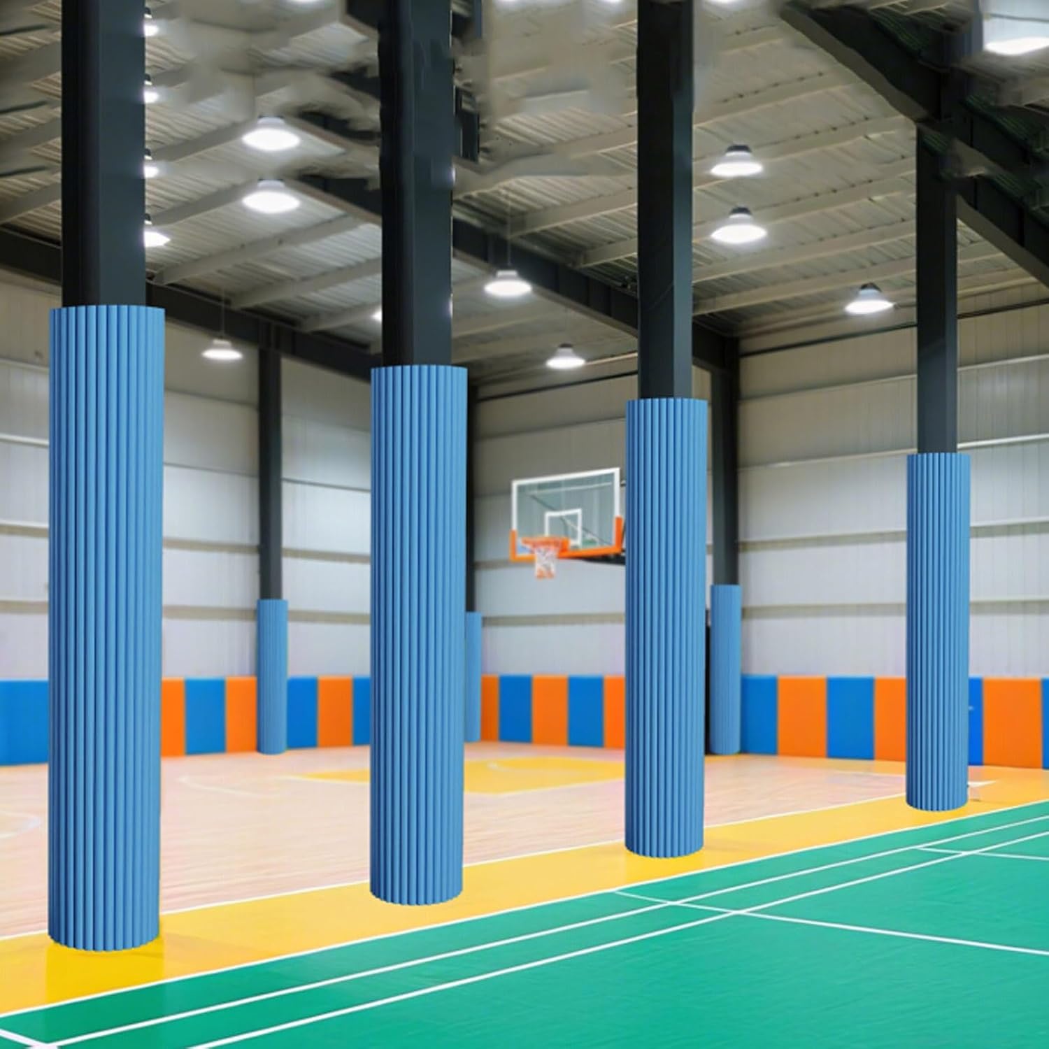 Basketball Basement Pole Pad, 33ft Wrap Around Pole Padding Self Adhesive Protective Covers Waterproof Column Pads for Playground Garage, Easy Installation