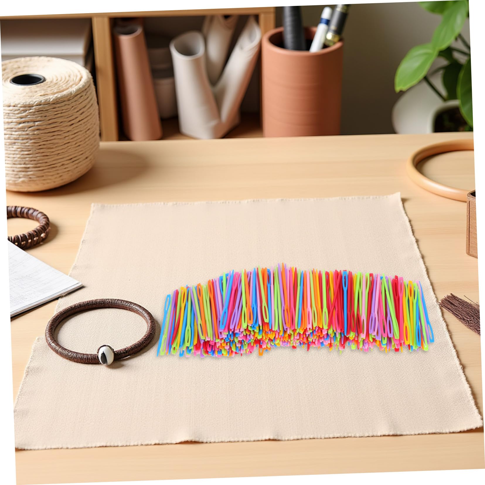 Gogogmee 2000 Piezas Agujas de Coser de Plástico Agujas de Hilo de Ojo Grande de Herramienta de Costura para Manualidades para Tejer Hilo