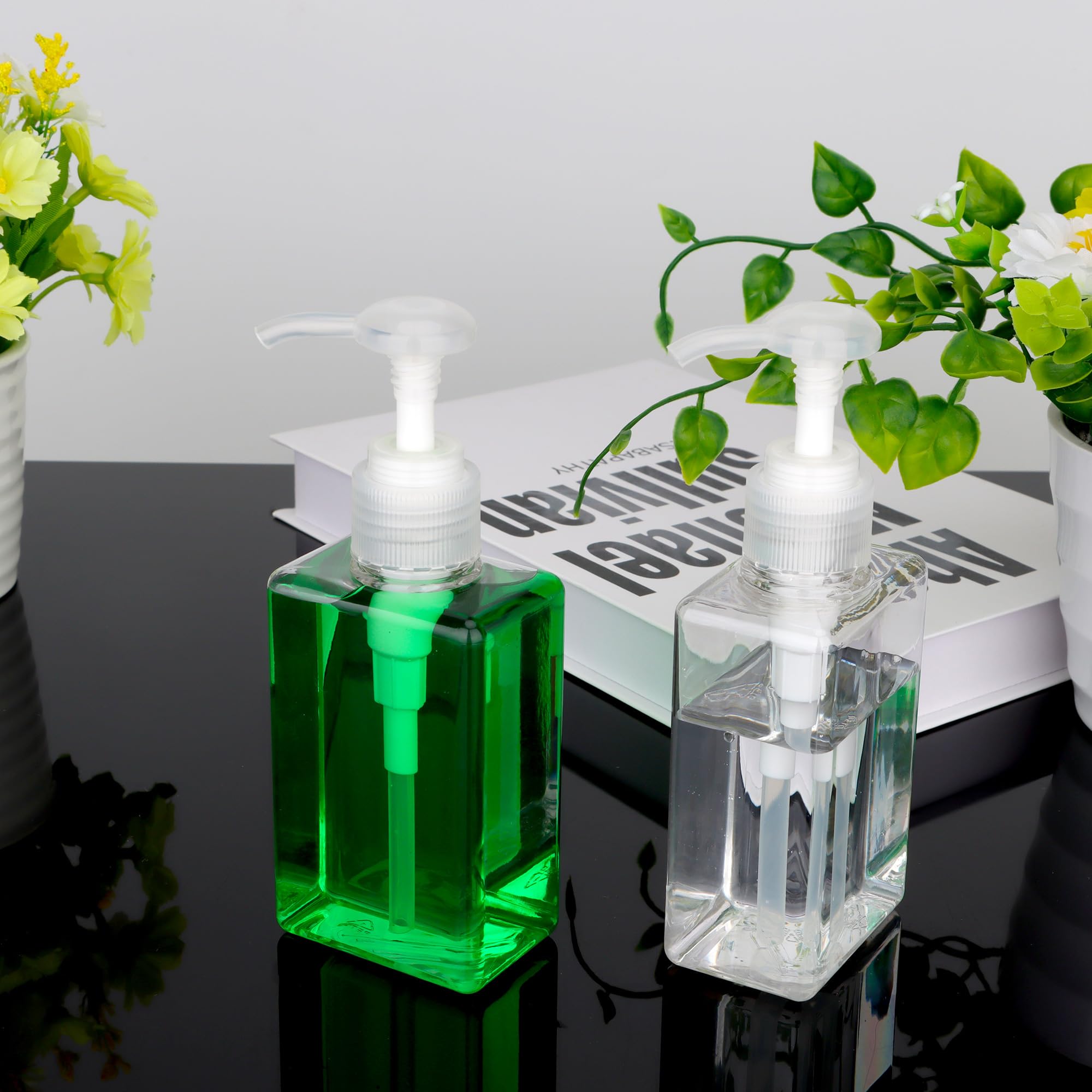 Jansburg - Dispenser per lozioni, 650 ml, ricaricabile, quadrato, in plastica, vuoto, per lozioni di oli essenziali, shampoo, bagno e viaggi, colore