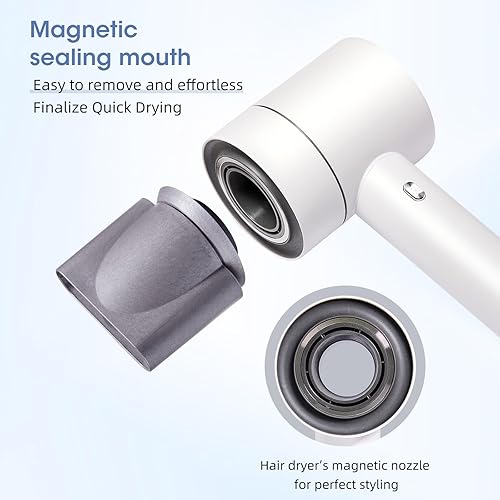 Miniatura 7 de FYB Secador de pelo de secado rápido, secador de pelo iónico, velocidad de viento suave, adecuado para todo tipo de cabello (blanco)