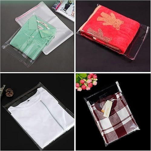 Miniatura 10 de 200 bolsas de polietileno OPP autosellantes de 14 x 20 pulgadas, bolsas de celofán transparentes resellables de plástico de 1 mil para ropa, ropa,
