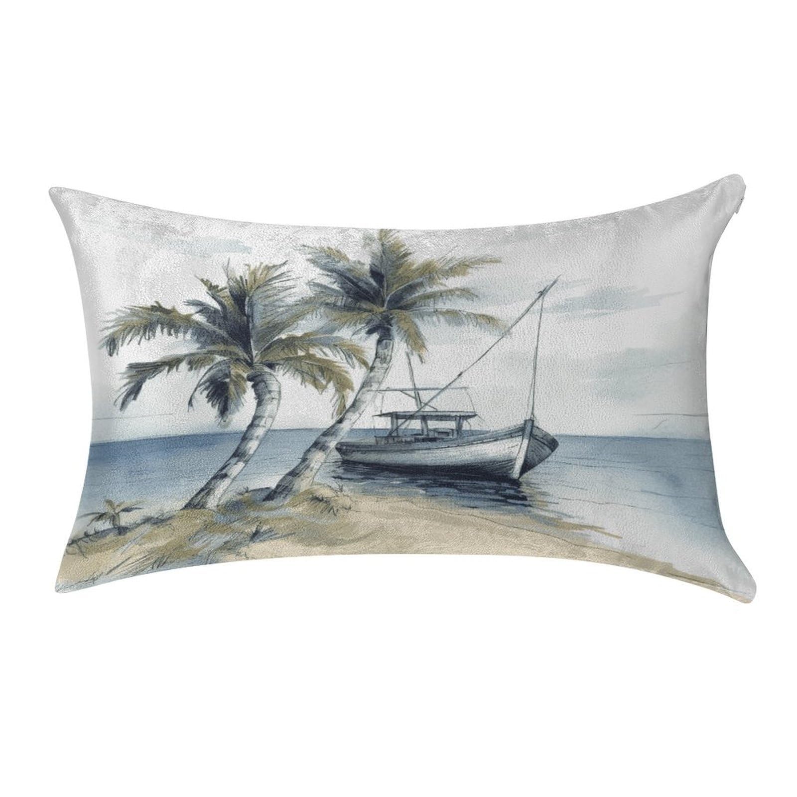 Fekiloot Style Palm Trees Fishing Boat Pillow Covers Home Decor Pillow Cases
