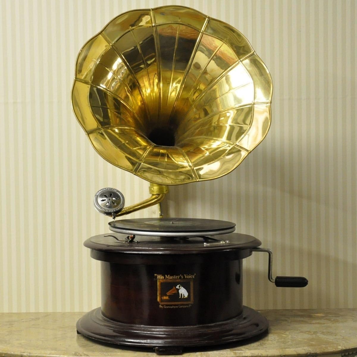 THE MORE SHOP HMV Gramophone with Brass Horn Reproduction RCA Victor Record Player