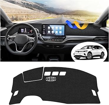 FIILINES Dash Cover for Volkswagen ID.4 2021-2024 Volkswagen ID4 Accessories Dashboard Mat 2024 Volkswagen ID4 Accessories Dash Cover Sunshade Non-Slip Mesh Carpet Protector No Glare Black