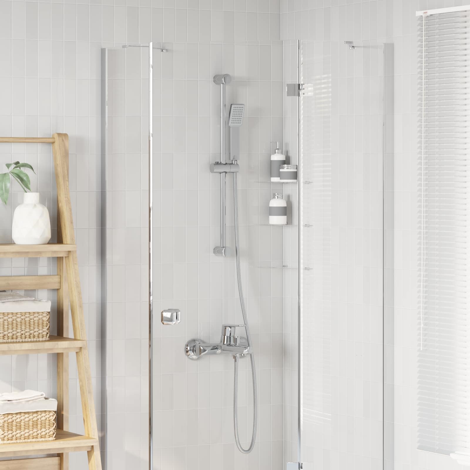 Mangloder Juego de sistema de ducha cromado de acero inoxidable de 70 cm, montaje en pared, alta presión, ahorro de agua, ajustable, soporte para alcachofa de ducha para baño