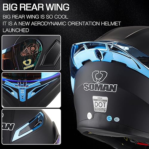 Miniatura 3 de Casco de motocicleta Bluetooth, aprobado por DOT, capucha de doble cara, tipo flip tipo micrófono integrado con doble altavoz, adecuado para