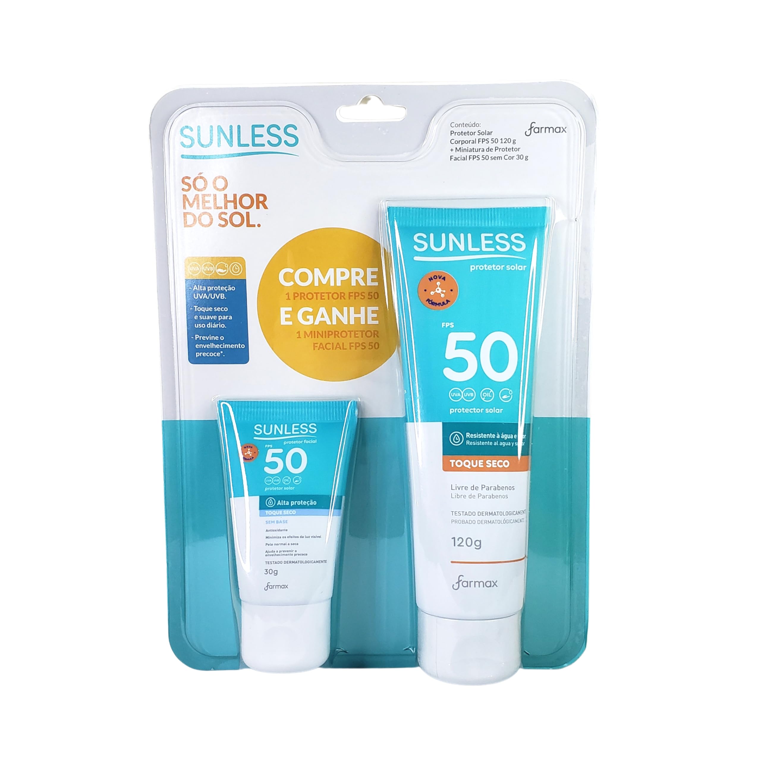 Farmax - Kit Protetor Solar Sunless 120G Fps50 Gts Mini Protetor Solar Facial 30G Fps50