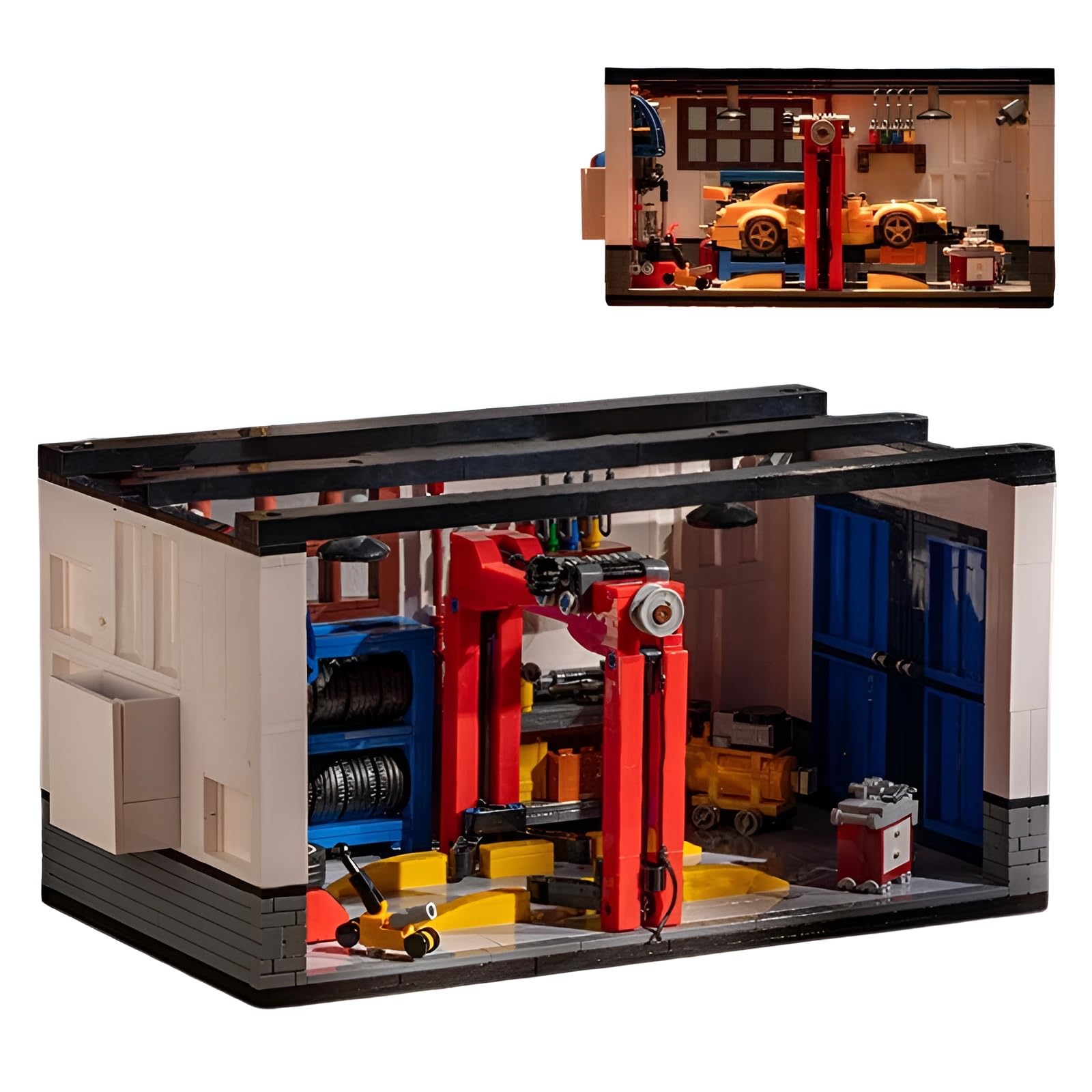 American-style Garage Building Block Set - 1026PCS Car Workshop Bricks Kit, Auto Repair Shop Model, Home Office Decor, STEM Interaction Toy, Creative Gift for Adult, Kid