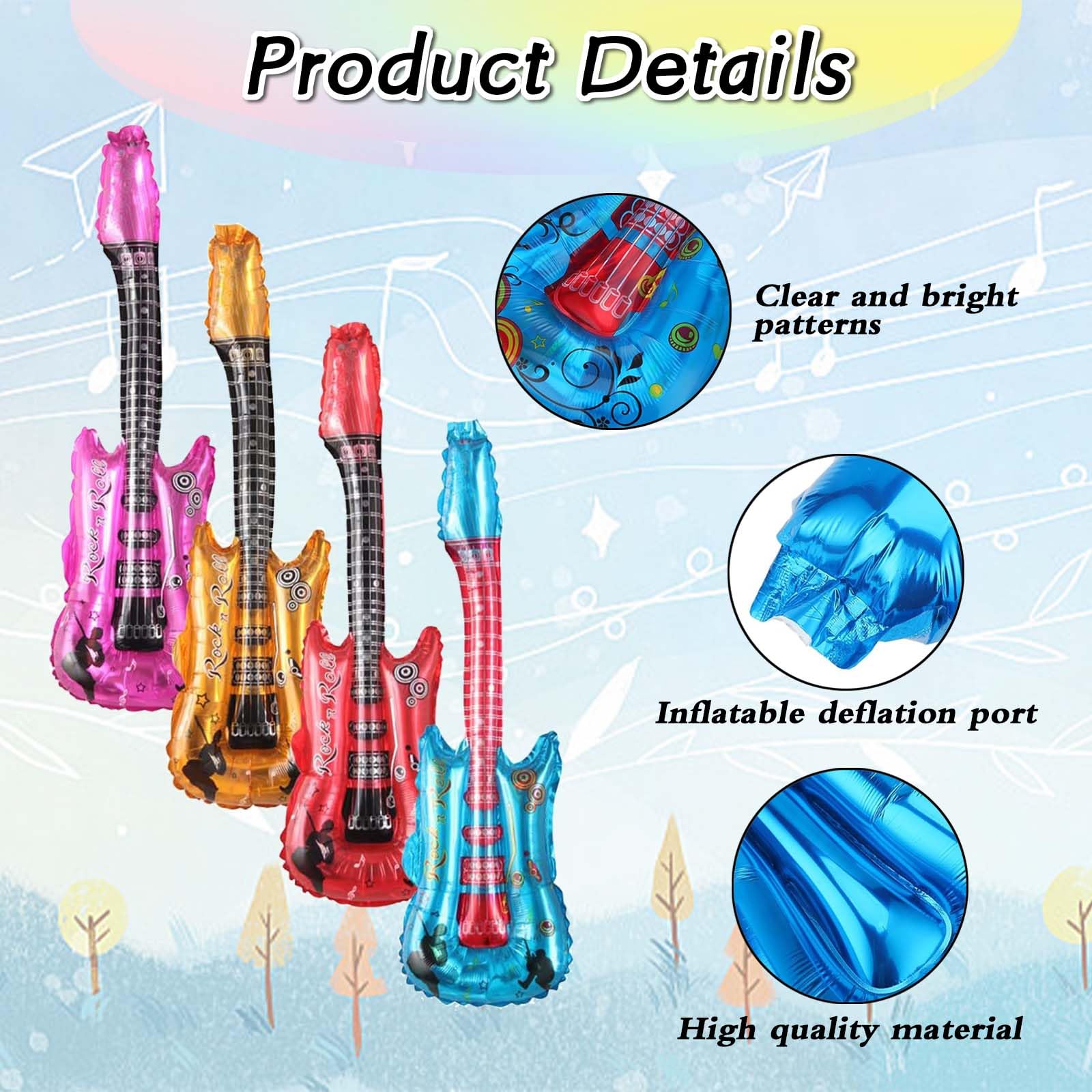 20 Juguetes inflables Rock Star Toys para decoración de Carnaval y Fiestas，Set de Juguetes Musicales para Rock Infantil, con Micrófono, Saxofón y Lentes, Fiestas y Eventos Temáticos