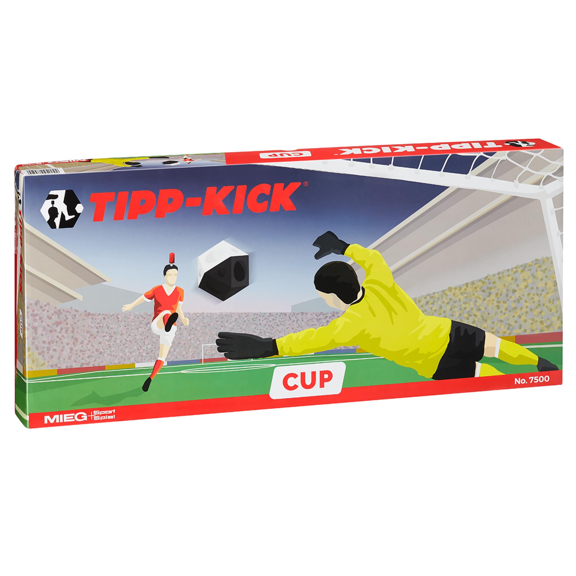 TIPP-KICK Cup 108x71 cm con Borde – Futbolín Listo para Jugar con 2X Jugadores, 2X guardametas, 2X porterías de Redes, 2X Pelotas I Terreno de Juego Hecho de Fieltro