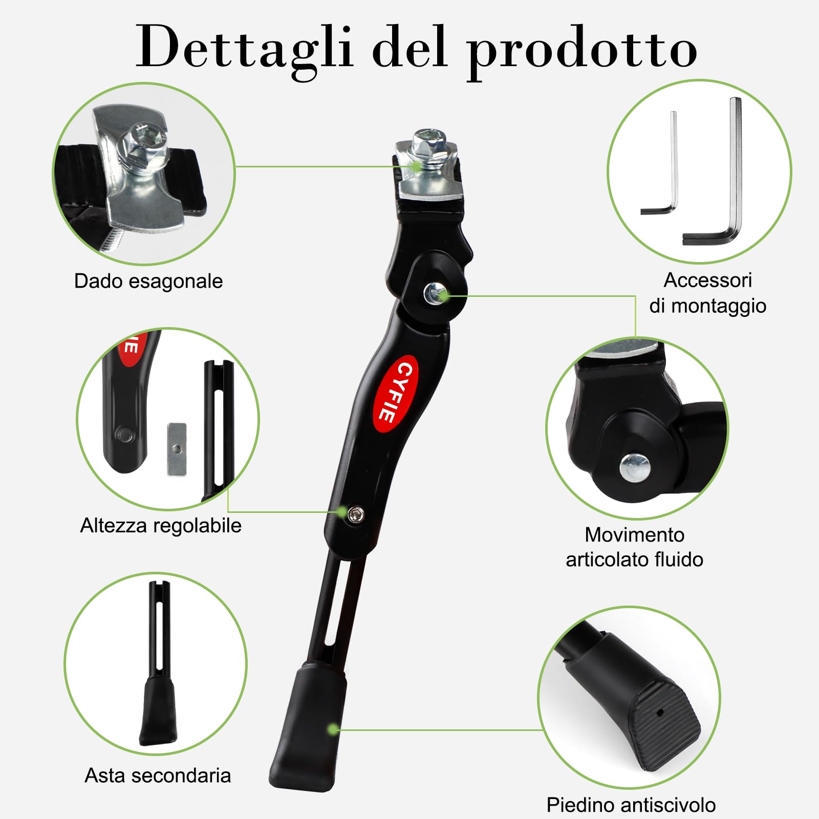 CYFIE Cavalletto per Bicicletta per Bambini, portabici da 16 a 20 Pollici, Regolabile in Altezza e Supporto Laterale Universale, Durevole in Lega di Alluminio