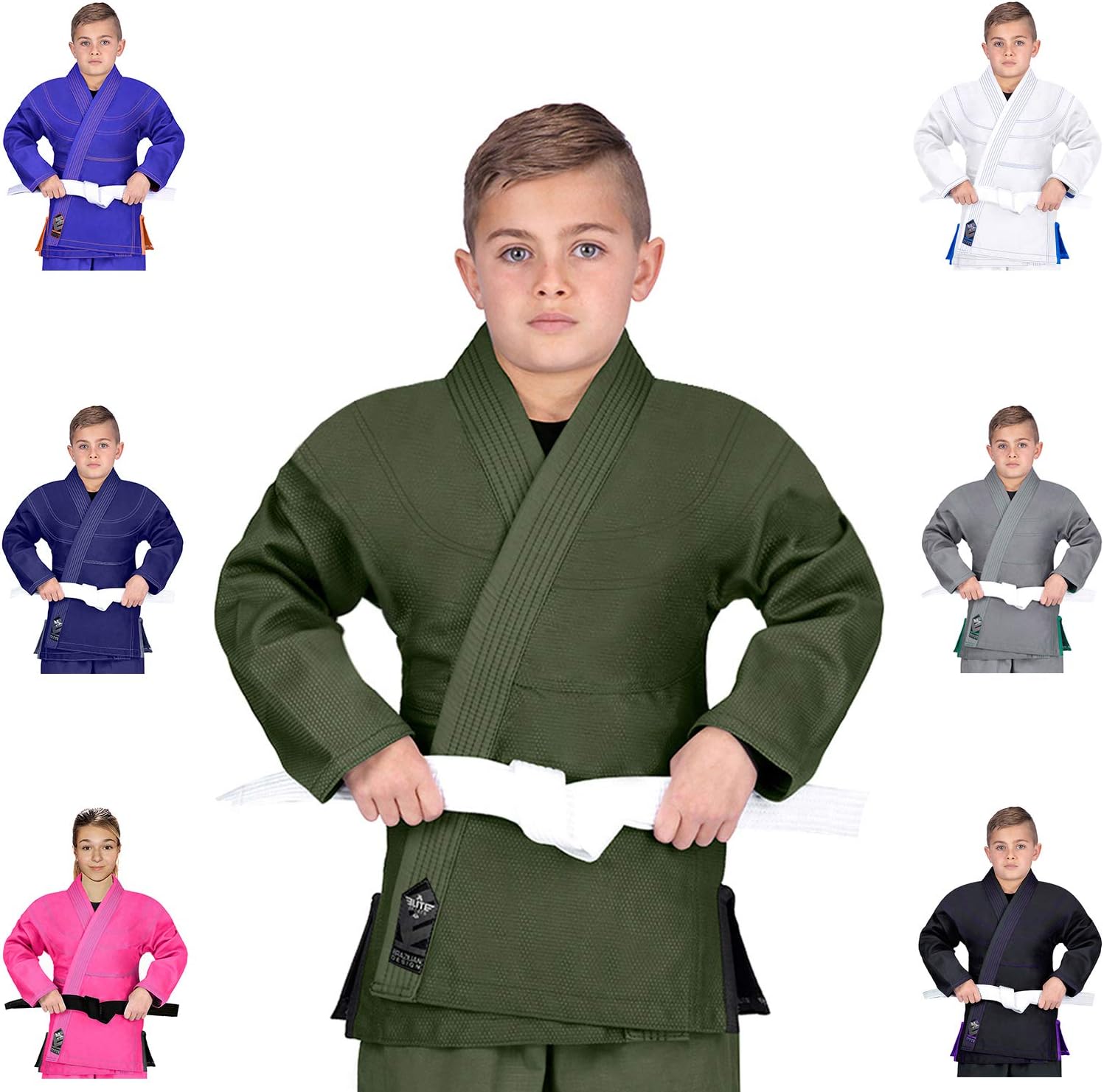 Elite Sports Kids BJJ GI,Children’s Lightweight Brazilian Jiujitsu Kimono W/Preshrunk Fabric & Free Belt