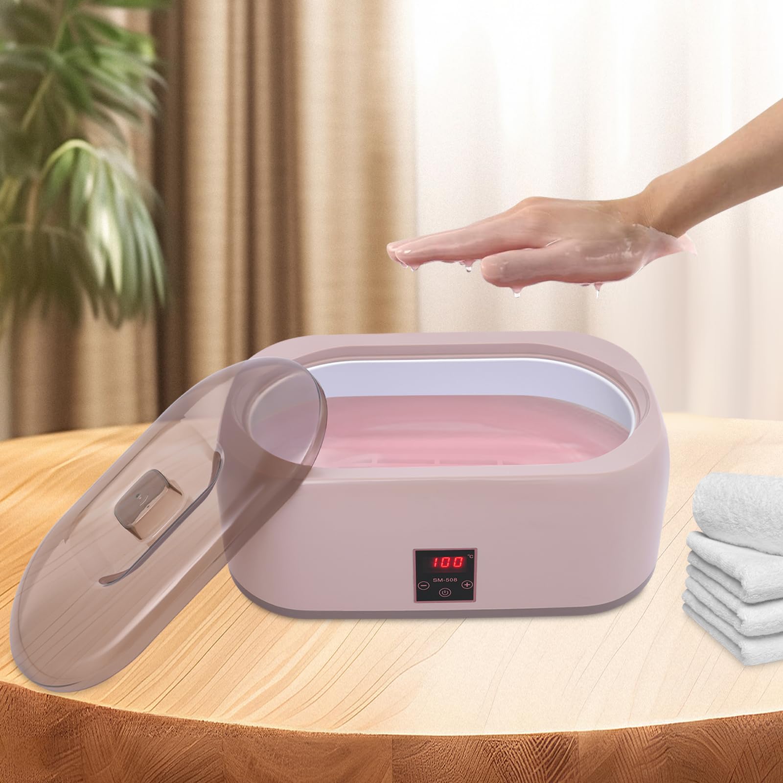 200 W, 4 l, bagno di paraffina per mani e piedi con vaso interno in alluminio, 0-100 °C, temperatura regolabile, macchina per paraffina con indicatore LED, macchina per il bagno di paraffina