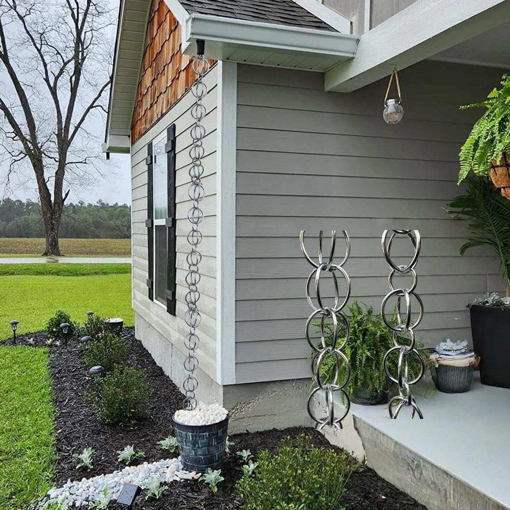 Decorative Aluminum Rain Chains for Gutters - Stylish Rainwater Catcher for Garden, Patio, Porch, Outdoor Décor, Gazebo, Weather-Resistant, Rain Harvesting Solution