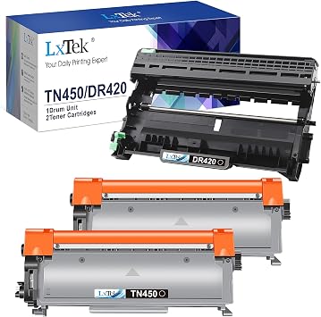 LxTek Compatible Toner Cartridge & Drum Unit Replacements for Brother TN450 TN-450 DR420 DR-420 to use with FAX-2940 FAX-2840 MFC-7240 HL-2270DW Printer 2 Toner Cartridges, 1 Drum Unit, 3 Pack