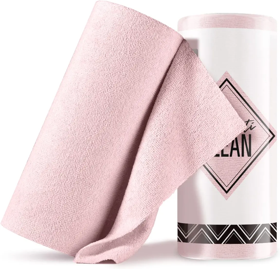 Fantasticlean Microfiber Cleaning Cloth Roll -40 Pack, Tear Away Towels, 12&#34; x 12&#34;, Reusable and Washable Rags, for Auto, House, Shop, Garage or Kitchen (Pink)