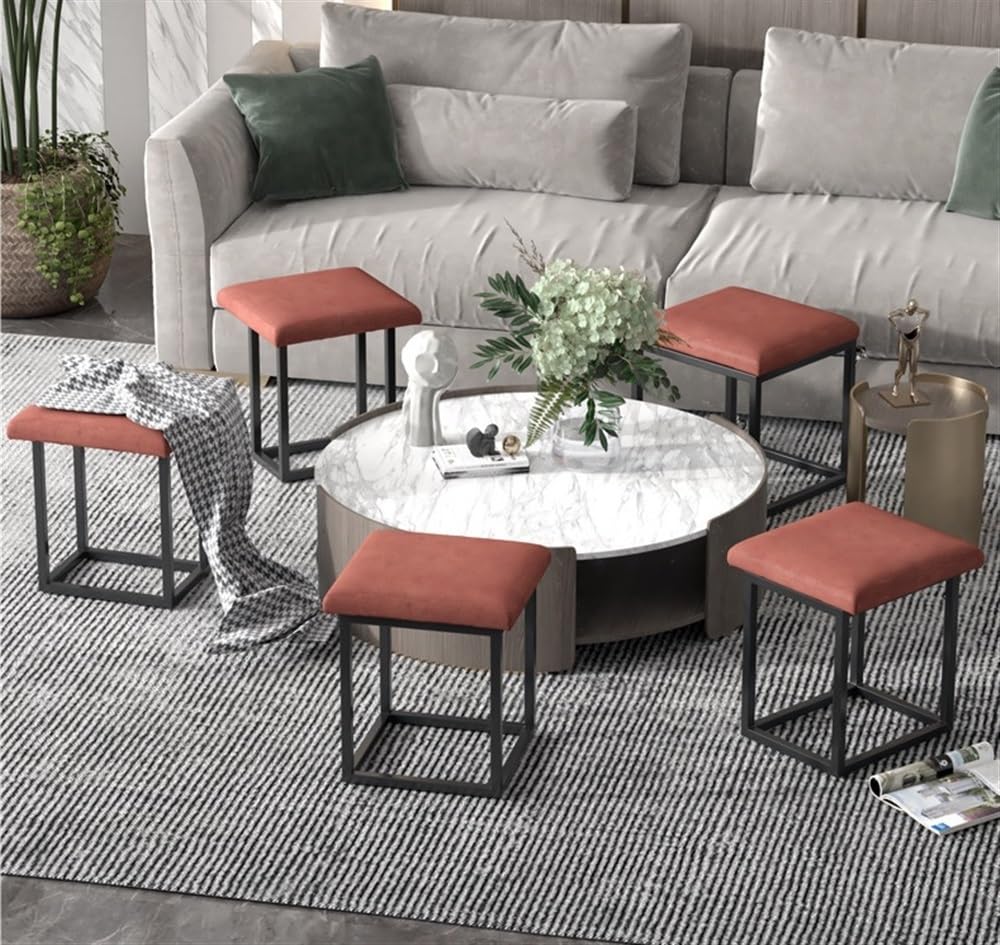 Pouf cubo trasformabile 5 in 1 con ruote girevoli in velluto per soggiorno, camera da letto, ufficio, sgabello versatile, dimensioni 35 cm, mobili eleganti e funzionali