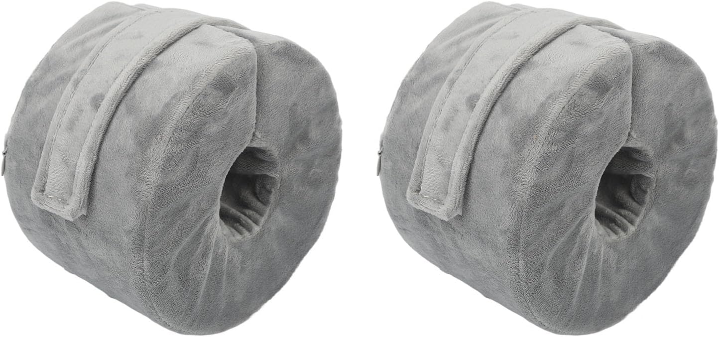 2pcs Foot Elevating Pillow, Grey Circle Pillow Ankle Protector Foot Support Pillow Polyester and Sponge Elevator Cushion Heel Pillow for Sleeping