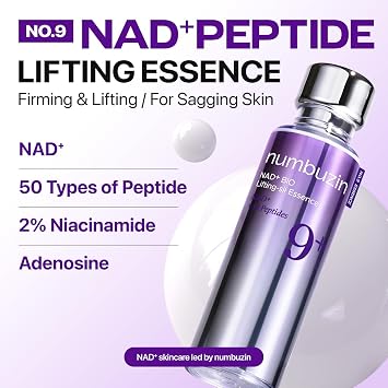 numbuzin No.9 NAD+ Peptide Serum for Face, Neck and Body - for anti-aging, Sagging Skin, Fine Lines & Elasticity, Lifting, Hydrating & Skin Tightening Formula, Korean Skincare 1.69 fl oz