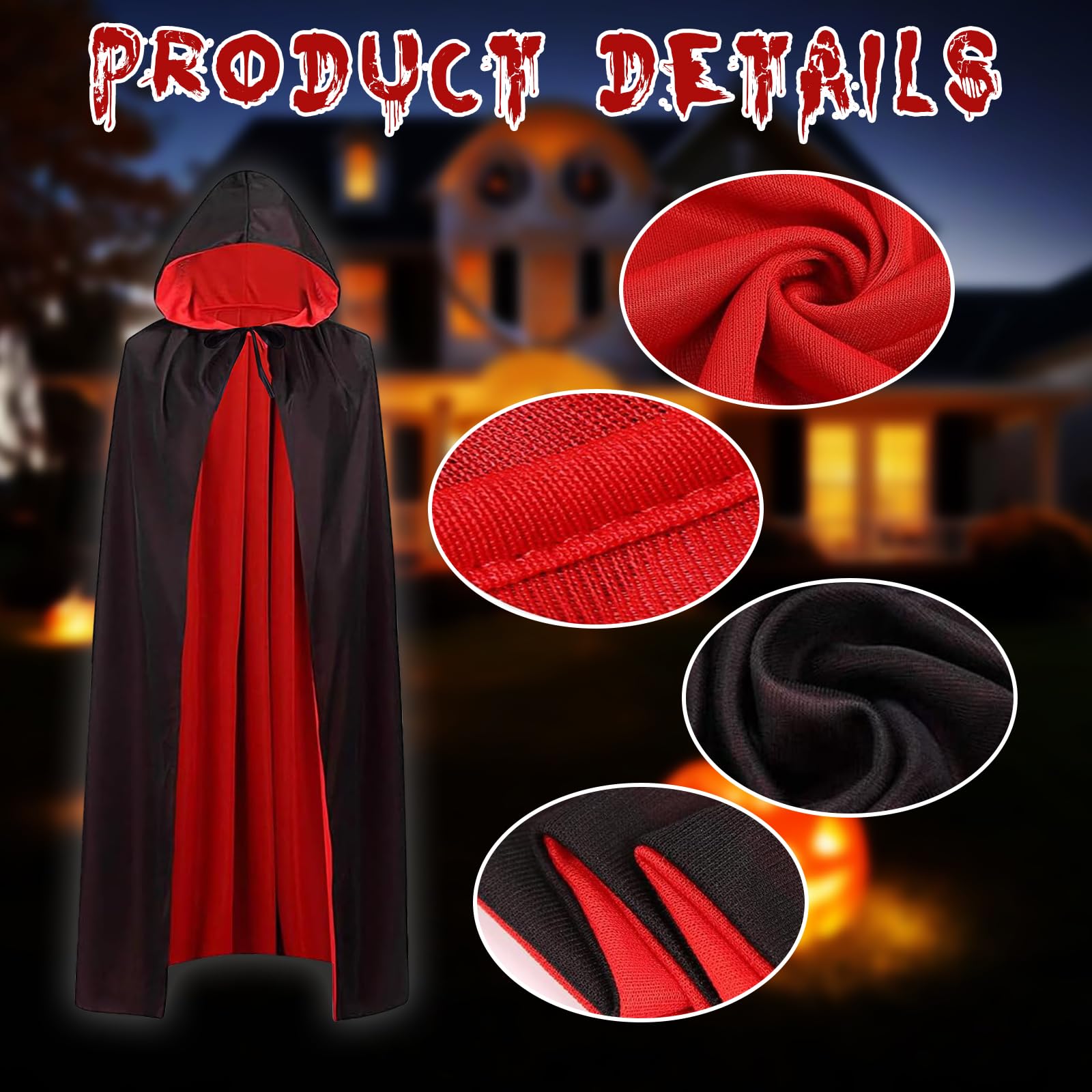 Teufel / Vampir Kostüm Komplettset Für Erwachsene – Mit Umhang (schwarz/rot), Maske, Handschuhen, Sense & Zubehör, 150 Cm, Für Halloween & Cosplay