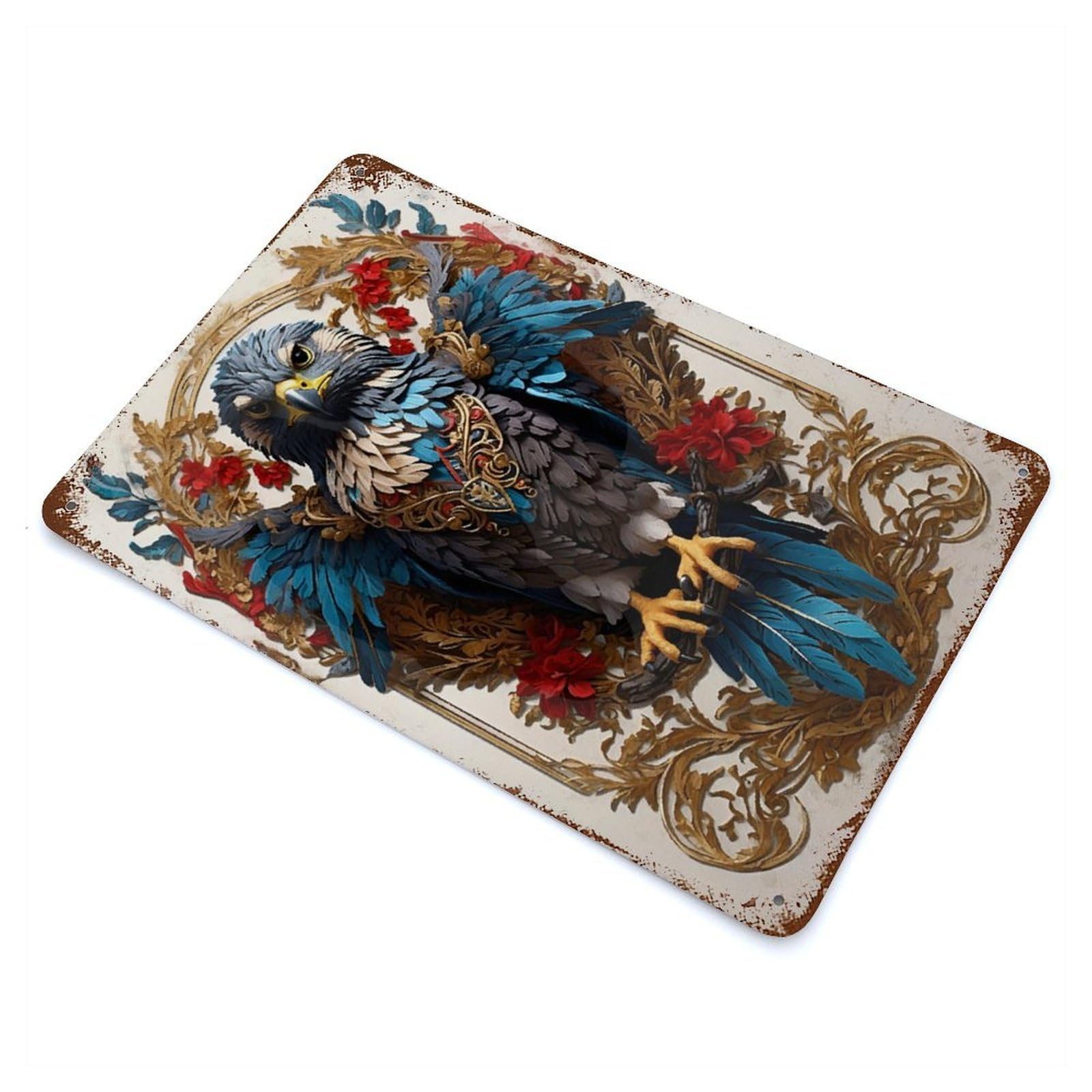 Moonlit Wings Vintage Rust Metal Sign 11.8"x7.9", Retro Wall Decor for Garage, Pub Or Kitchen
