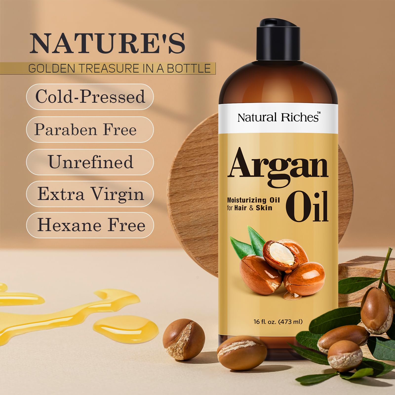 Aceite de argán orgánico de Marruecos, aceite penetrante para el cabello, suero hidratante profundo para cabello seco, dañado y grueso, aceite de Moroccanoil puro prensado en frío para cabello, cara y