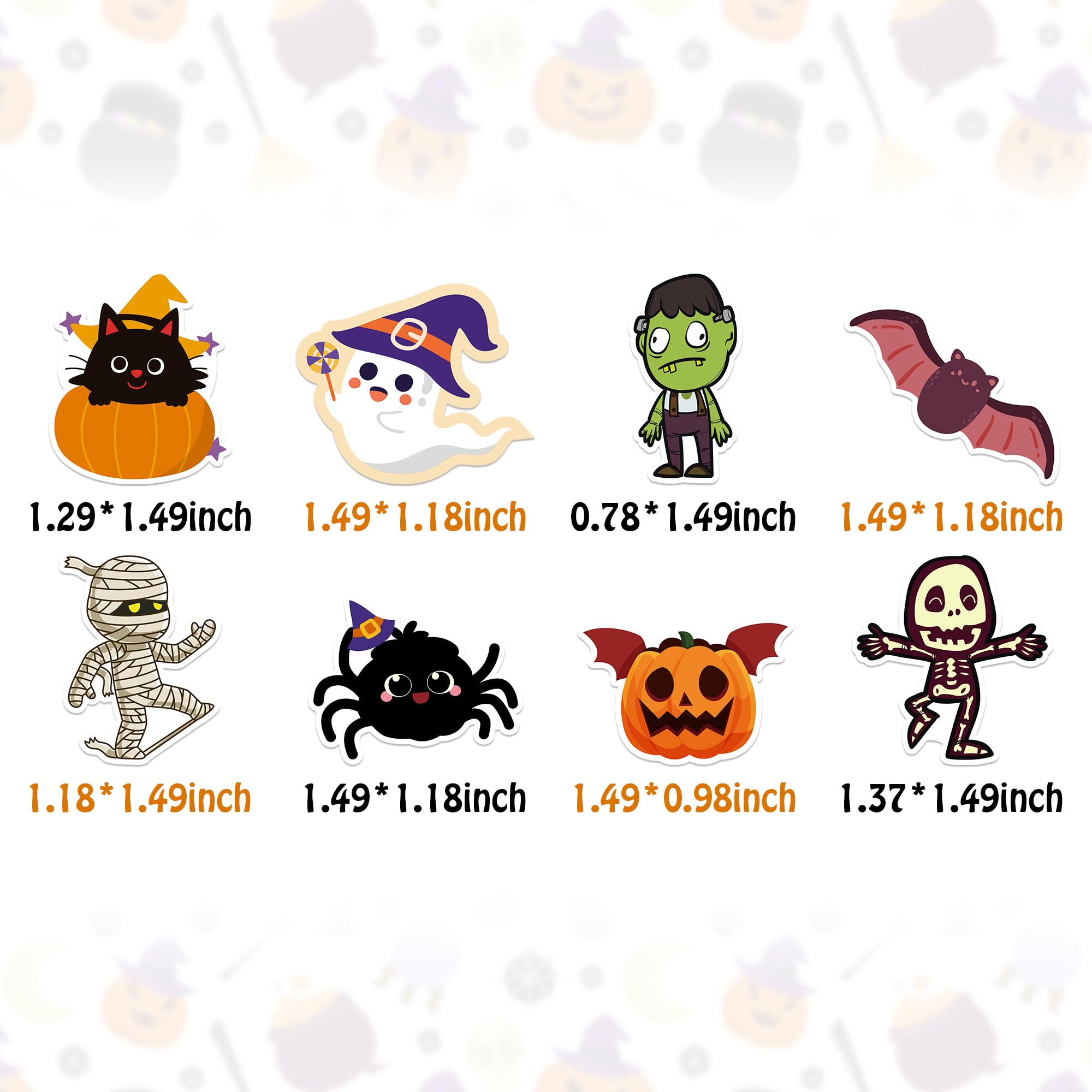 500-Piece Halloween Stickers Roll - 8 Designs Pumpkin Ghost Skull Spider Bat Decorations
