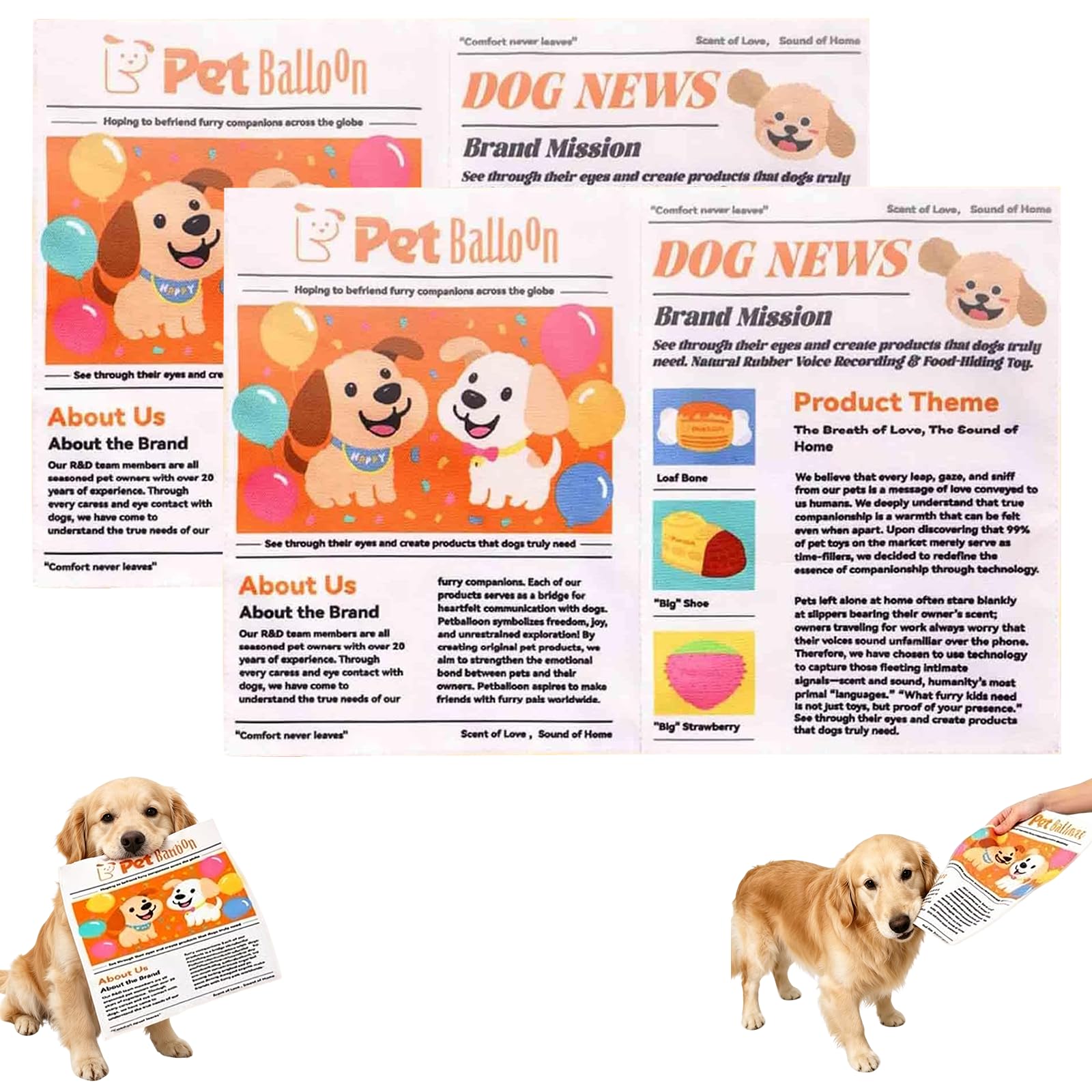Indestructible Newspaper Dog Toy, Creaks Newspaper Squeaker Toy For Dogs,Plastic Creaks Newspaper Crinkle Dog Chew Toys, Durable Washable Interactive Crinkle Dog Toy with Crinkle Sound (2 Pack)